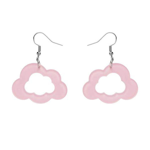 Cloud Glitter Resin Drop Earrings - Pink