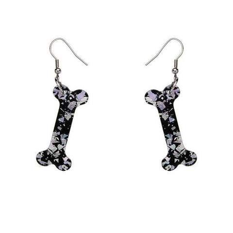 Bones Textured Resin Drop Earrings - Silver