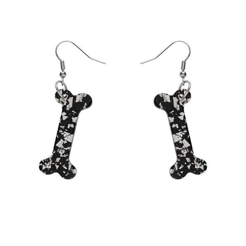 Bones Chunky Glitter Resin Drop Earrings - White
