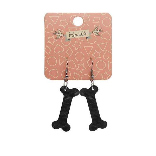 Bones Ripple Resin Drop Earrings - Black