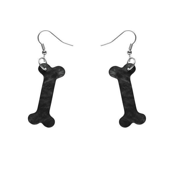 Bones Ripple Resin Drop Earrings - Black
