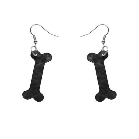Bones Ripple Resin Drop Earrings - Black