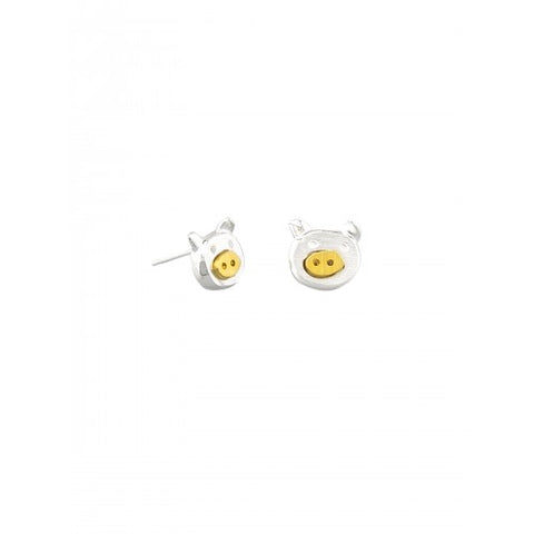 Silver Little Piggy Studs