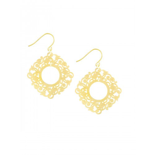 Gold Spanish Laser Lace Earrings