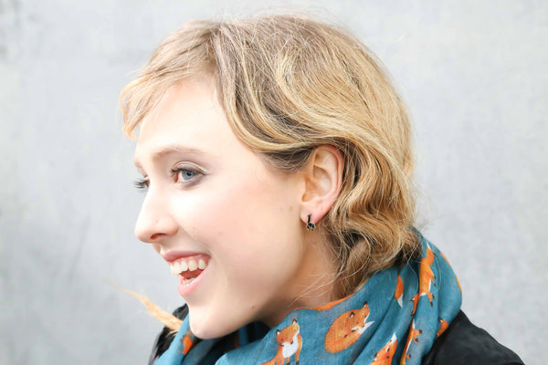 Origami Stencil Stud Earrings - Black Giraffe