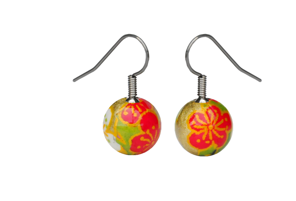 Green and Gold Paper earring