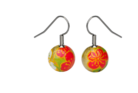 Green and Gold Paper earring