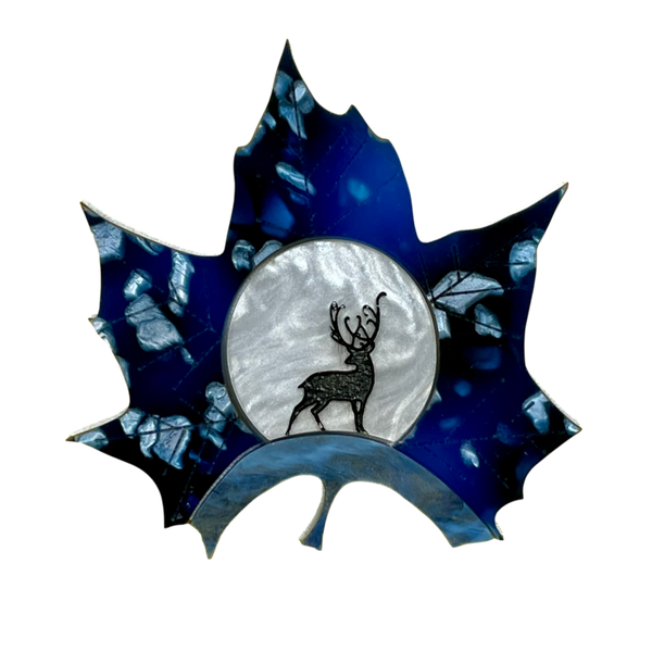 Midnight Deer Leaf Brooch