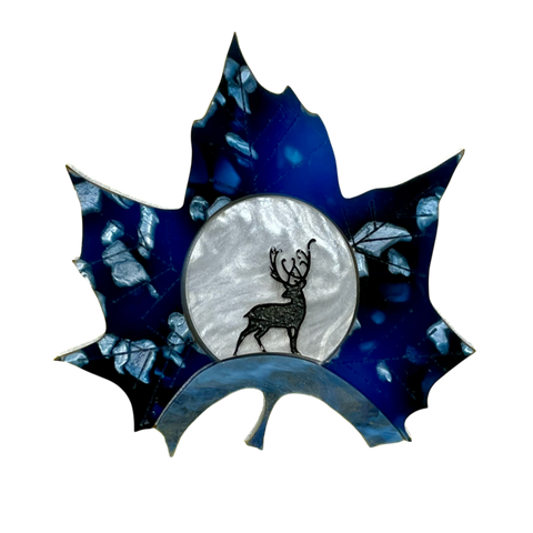 Midnight Deer Leaf Brooch
