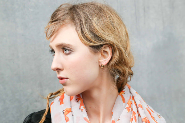 Origami Stencil Stud Earrings - Black Squirrel