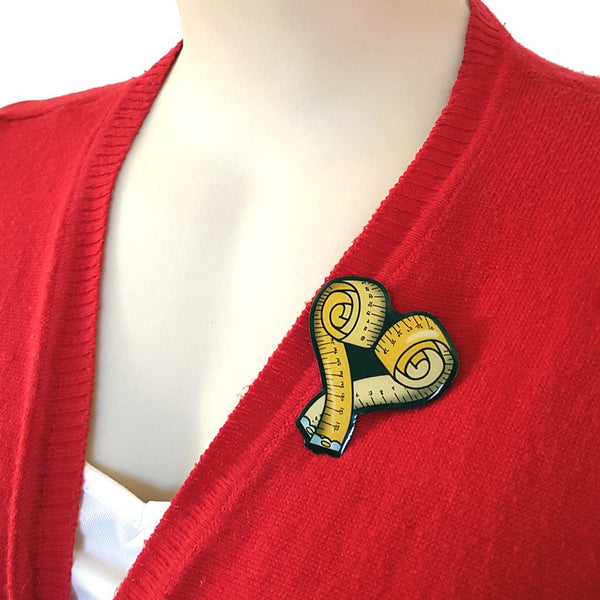 Tape Measure My Love Brooch